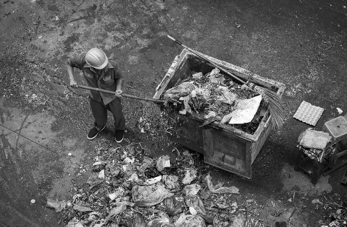 Professional team conducting office clearance